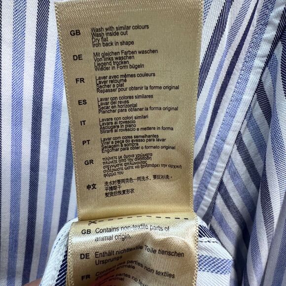 Scotch & Soda Shirt Mens L Blue White Stripe Viscose Button Down Classic Preppy - Picture 14 of 15